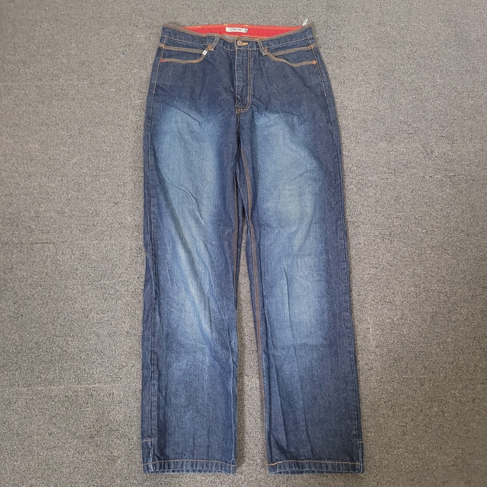 Indigo Red Size 34 Straight Leg Jeans Contrast Stitch Streetwear Vintage Ricky
